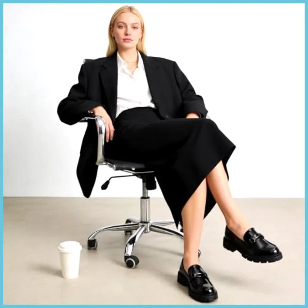 Chunky Platform Loafers with Buckle Patent Leather Slip-on Shoes - Picture 2 of 7